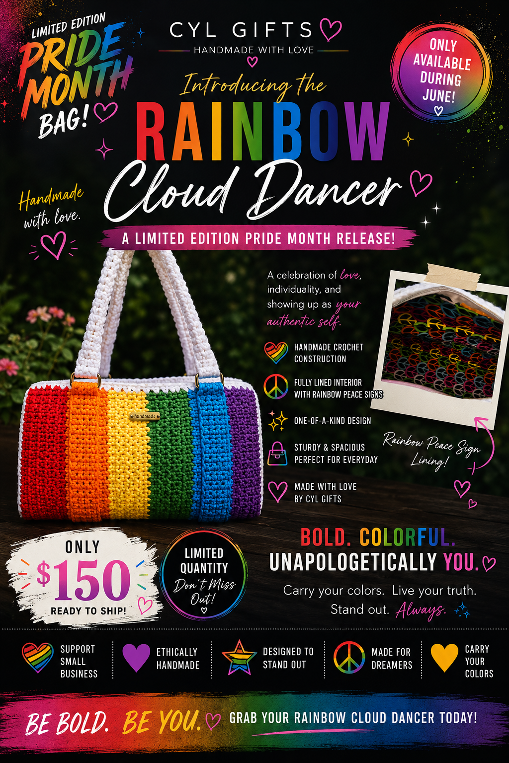 Rainbow Cloud Dancer Handbag | Limited Edition Pride Month Collection